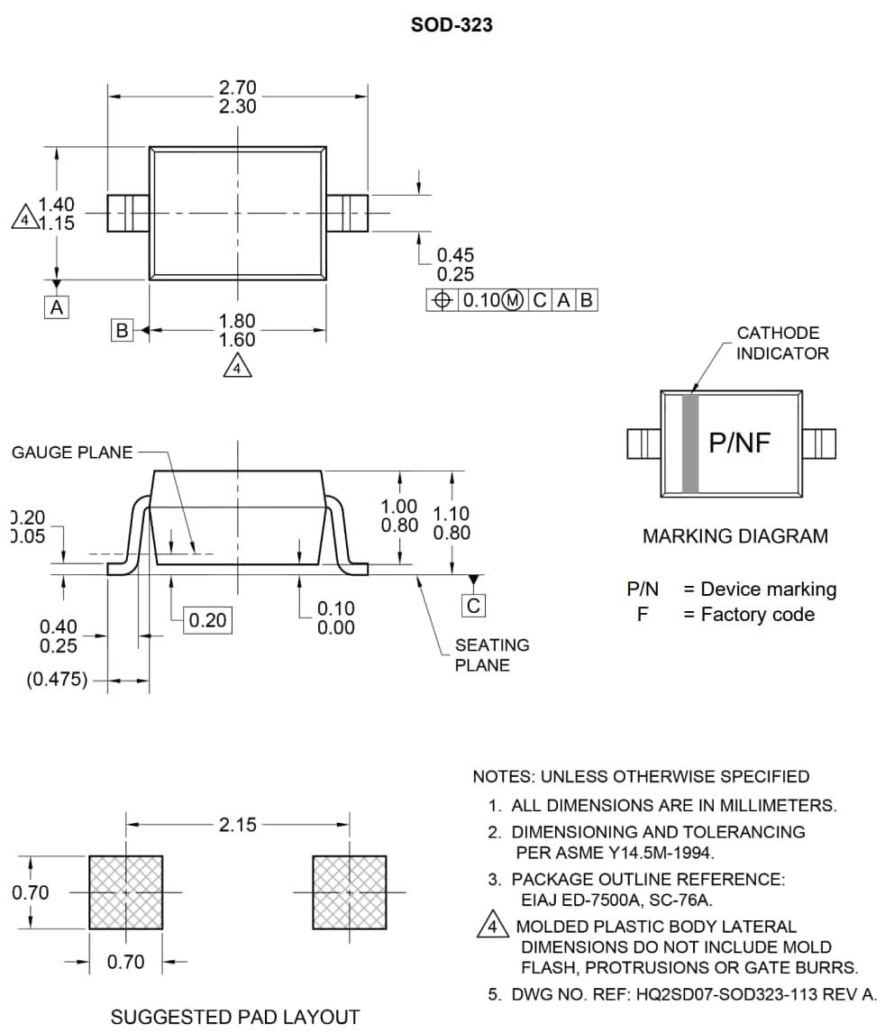 Mechanical Drawing - Taiwan Semiconductor BZT52 Surface Mount Zener Diodes